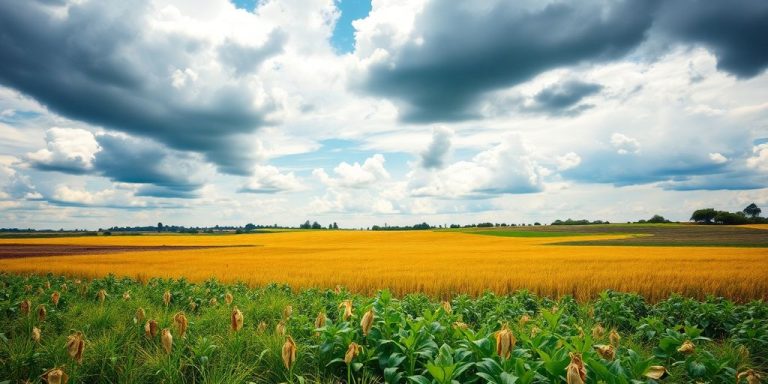 Peisaj agricultural afectat de schimbările climatice.