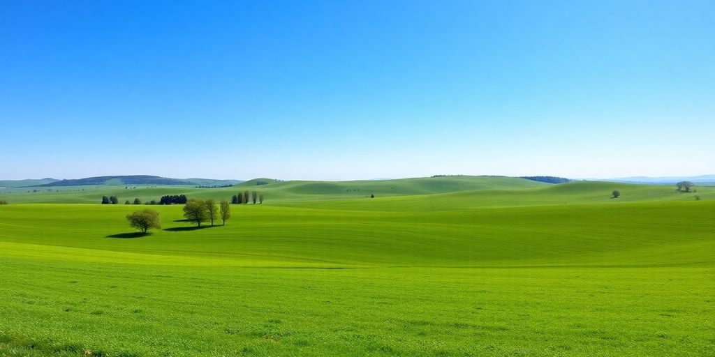 Lan de culturi verzi sub cer senin în România.